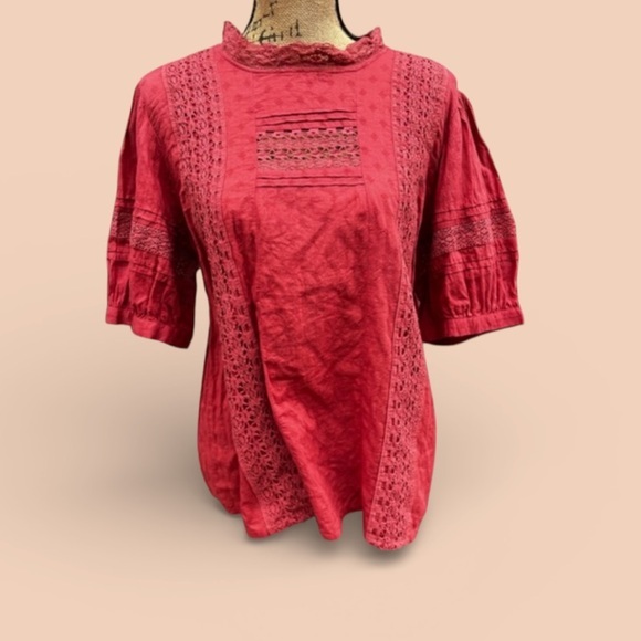 Universal Thread Tops - Women's Red Lace Detail Top